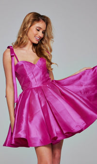 Tie-Straps Short Babydoll Hoco Dress: Jovani 39979