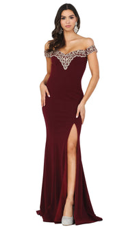 Embellished Off-the-Shoulder Long Prom Dress 4004