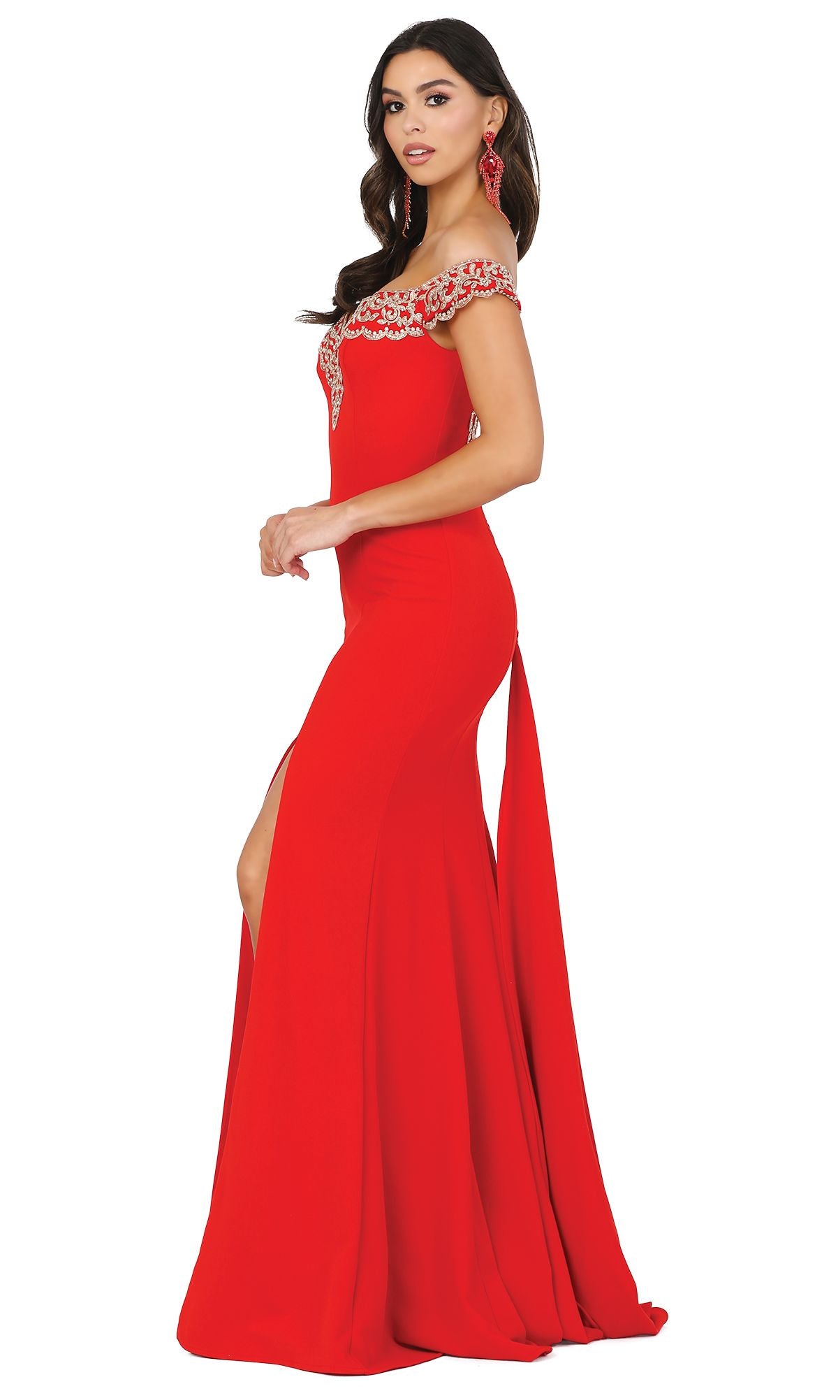 Embellished Off-the-Shoulder Long Prom Dress 4004