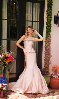 Strapless Peplum Prom Dress: Ava Presley 40092