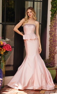 Strapless Peplum Prom Dress: Ava Presley 40092