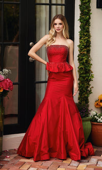 Strapless Peplum Prom Dress: Ava Presley 40092