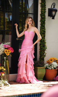 Ruched Ruffle Prom Dress: Ava Presley 40118