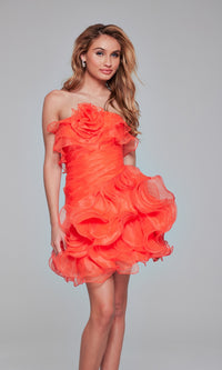 Strapless Short Ruffled Hoco Dress: Jovani 40144