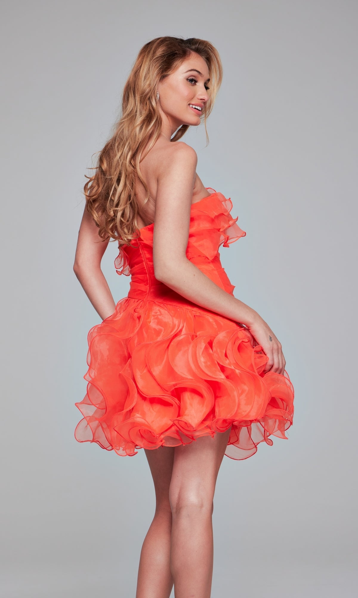 Strapless Short Ruffled Hoco Dress: Jovani 40144