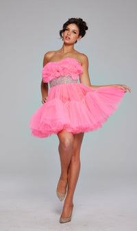 Strapless Short Ruffle Hoco Dress: Jovani 40186