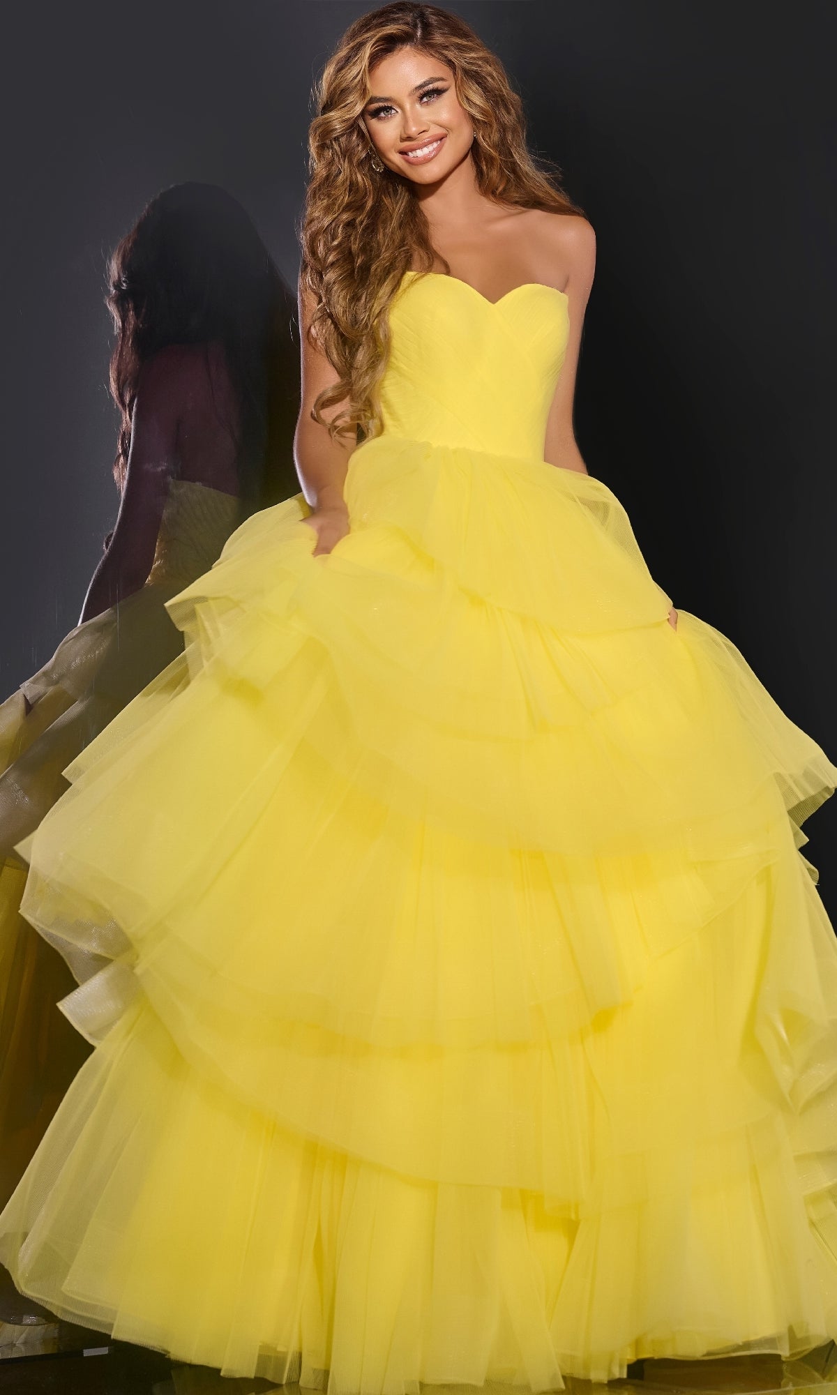 Strapless Tulle Prom Ball Gown: Jovani 40394