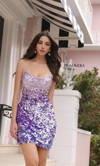 Short Ombre Sequin Piette Party Dress 4039