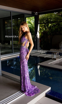 Primavera One-Shoulder Beaded Long Prom Dress 4126