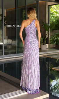 Primavera One-Shoulder Long Beaded Prom Dress 4133