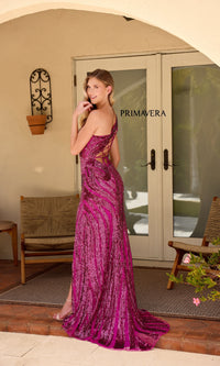 Primavera One-Shoulder Long Beaded Prom Dress 4152