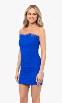 Strapless Ruched Short Blue Hoco Dress 419BN