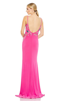 Low-Back Candy Pink Beaded Long Prom Dress 42006