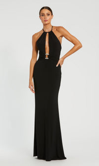 Backless High-Neck Long Black Formal Dress 42065