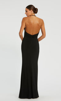 Backless High-Neck Long Black Formal Dress 42065