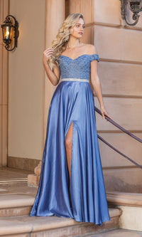 Embroidered Off-Shoulder Long Prom Dress 4222A