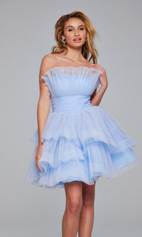 Jovani Strapless Short Ruffled Hoco Dress 42340