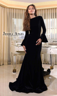 Bell-Sleeve Long Formal Dress: Jessica Angel 425