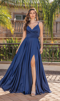 V-Neck Long A-Line Prom Dress with Pockets