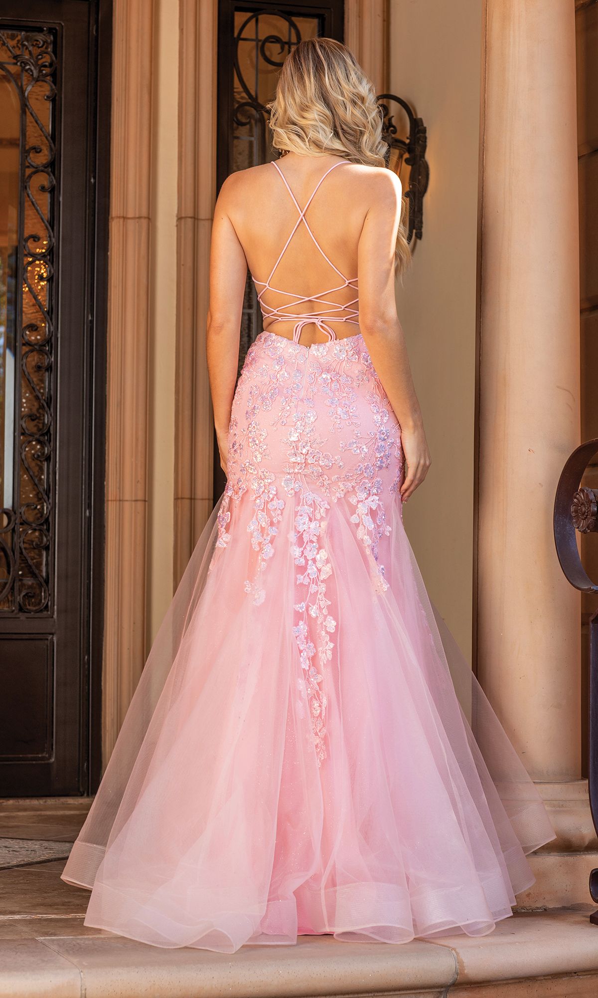 Backless Sheer-Corset Long Mermaid Prom Dress 4353