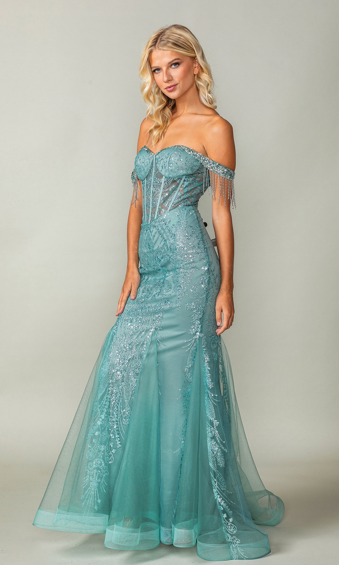 Fringe Long Glitter Prom Dress: Dancing Queen 4365