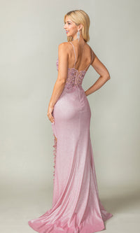 Draped Long Glitter Prom Dress: Dancing Queen 4377