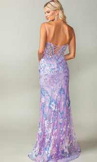 Lilac Purple Sequin-Print Long Prom Dress 4389