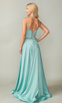 Lace-Up-Back Long A-Line Prom Dress 4391