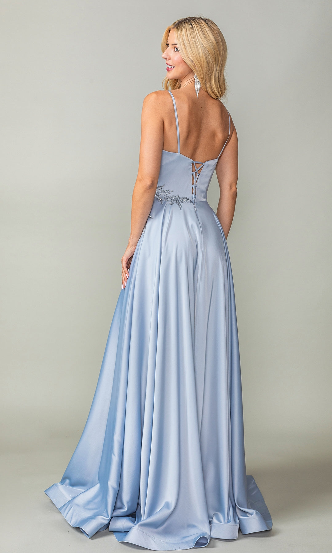 Lace-Up-Back Long A-Line Prom Dress 4391