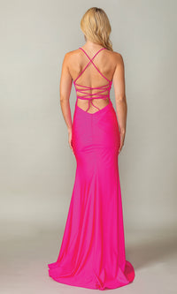 Fuchsia Pink Beaded Long Prom Dress 4405