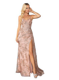 Glitter-Print Long Prom Dress: Dancing Queen 4425