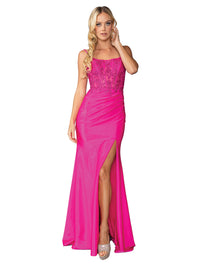 Lace-Up Long Fitted Prom Dress: Dancing Queen 4434