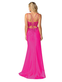 Lace-Up Long Fitted Prom Dress: Dancing Queen 4434