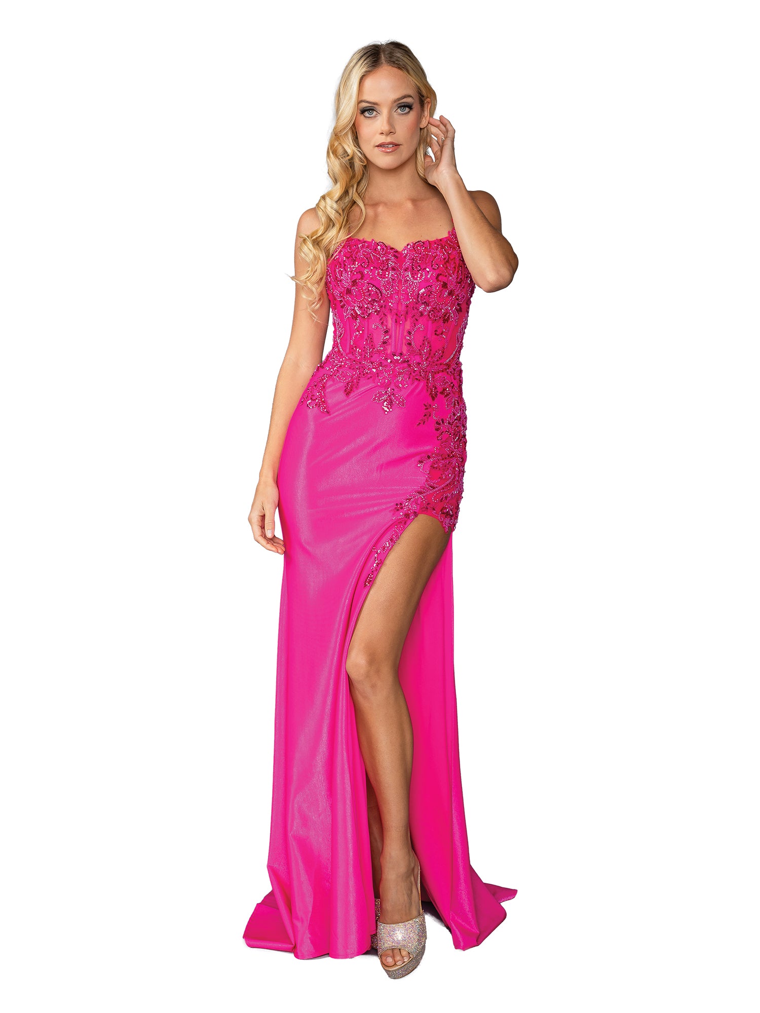 Long Sequin-Print Prom Dress: Dancing Queen 4436