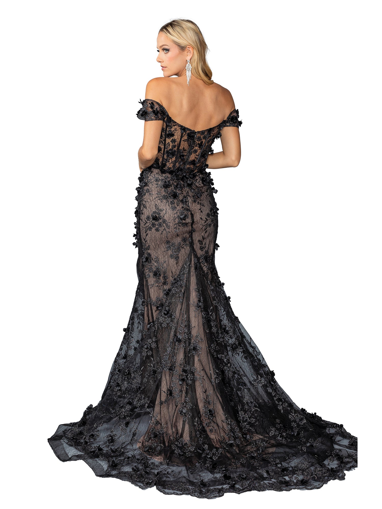 Long Black and Nude Prom Dress: Dancing Queen 4457