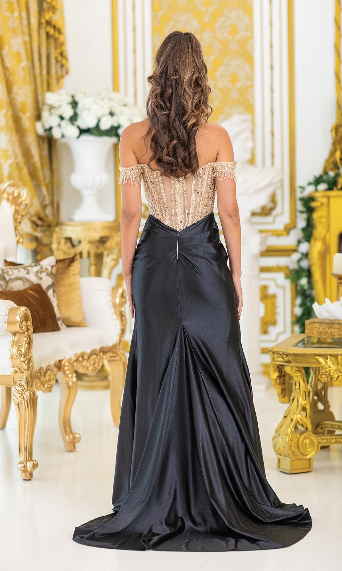 Sequin-Bodice Long Prom Dress: Dancing Queen 4486