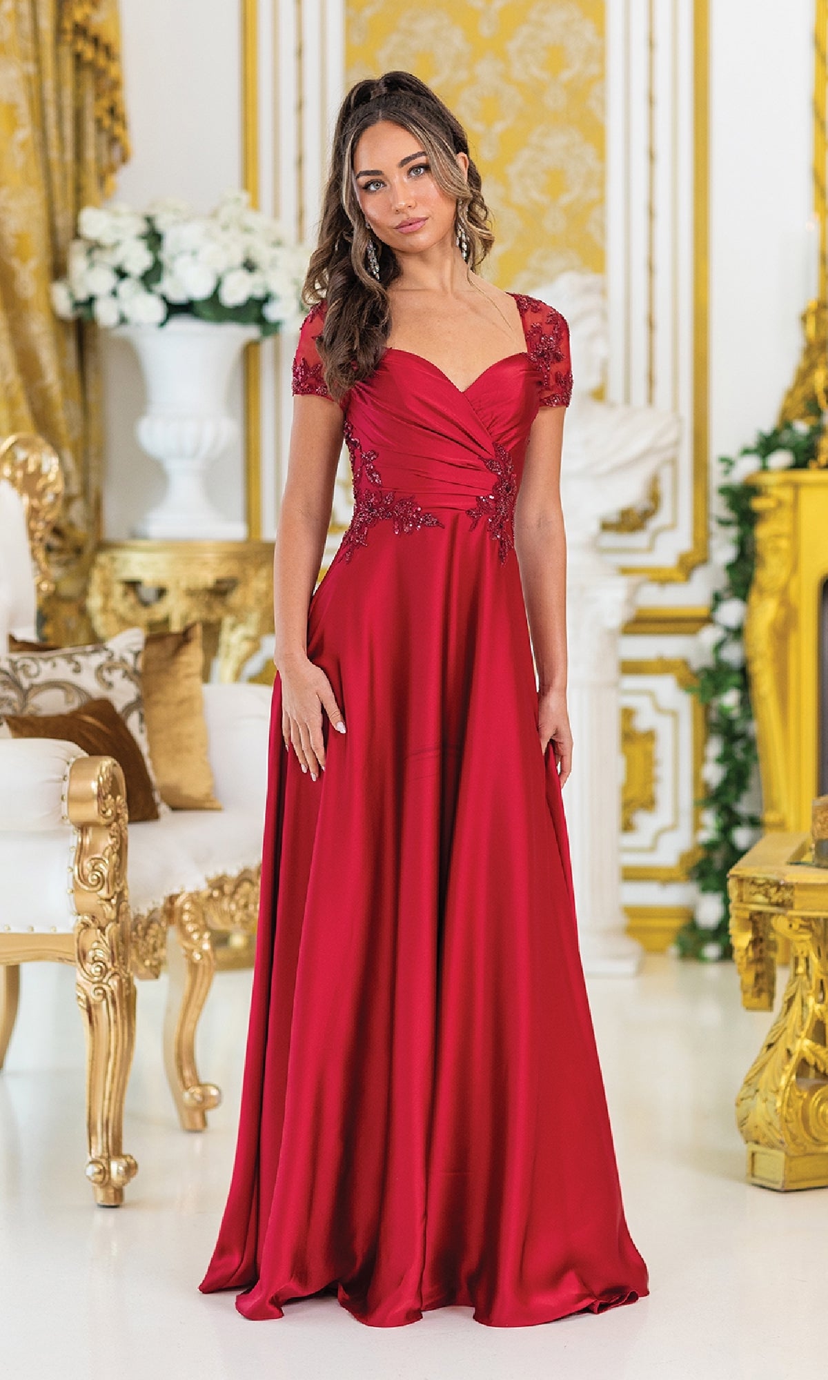 Short-Sleeve Long Prom Dress: Dancing Queen 4499