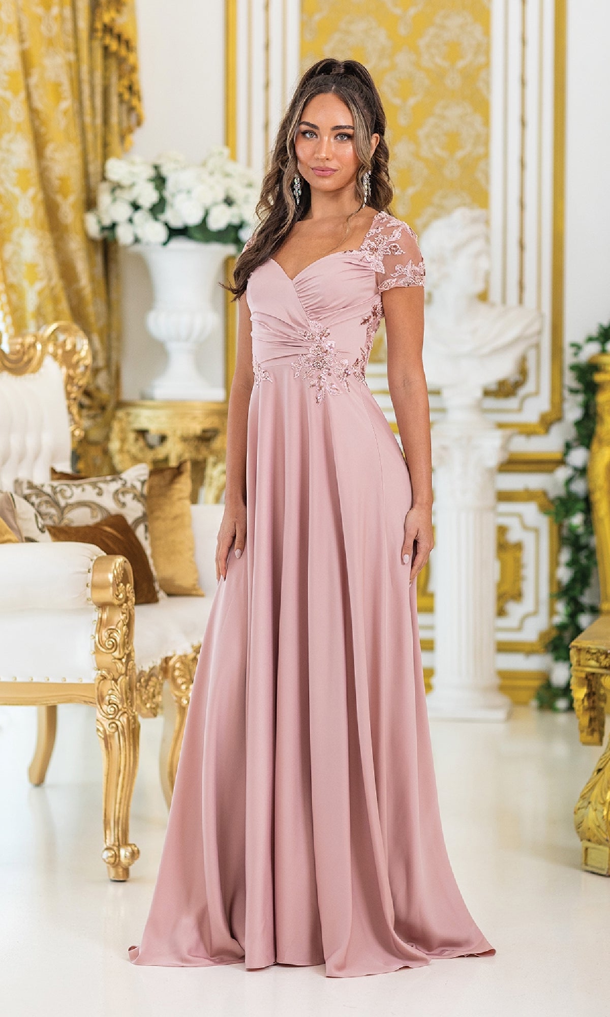 Short-Sleeve Long Prom Dress: Dancing Queen 4499