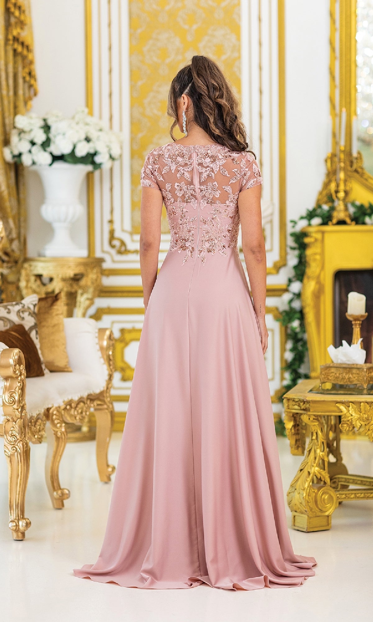 Short-Sleeve Long Prom Dress: Dancing Queen 4499