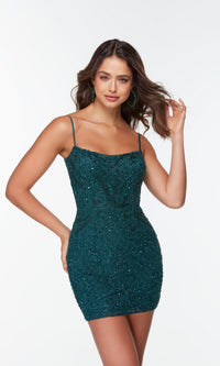 Corset-Back Short Beaded Homecoming Dress 4509