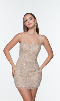 Corset-Back Short Beaded Homecoming Dress 4509