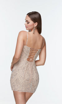 Corset-Back Short Beaded Homecoming Dress 4509