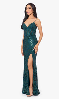 Sequin-Lace Long Lace-Up Prom Dress 4521BN