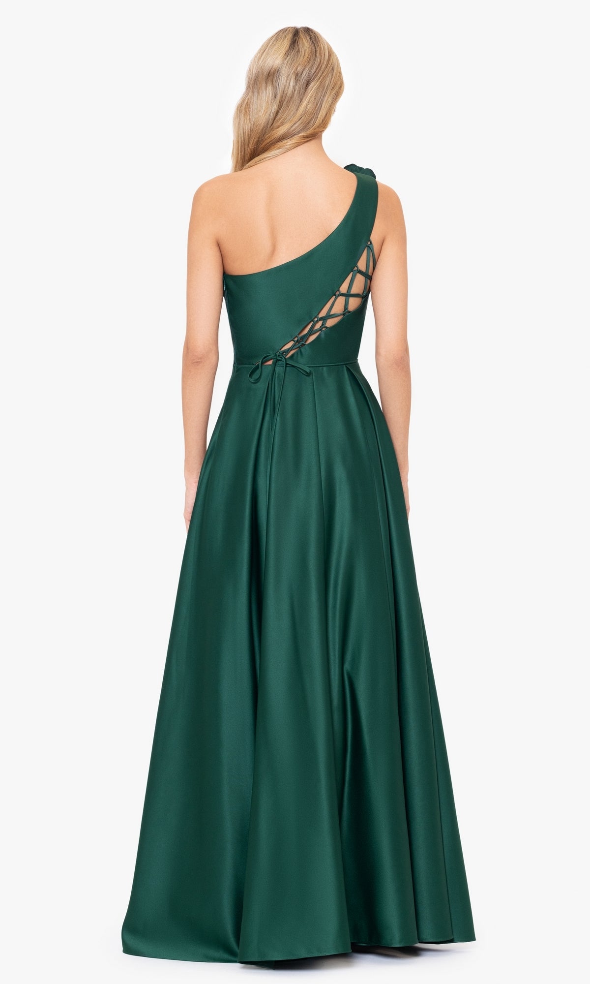 Hunter Green One-Shoulder Long Prom Dress 4600BN