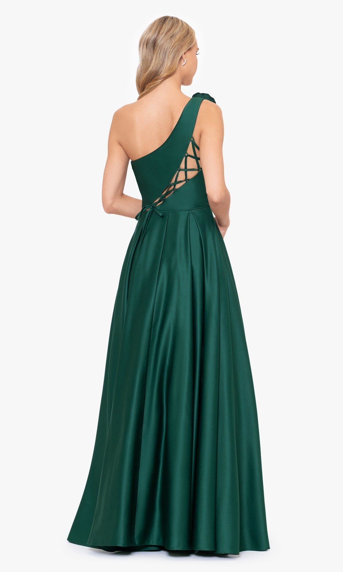 Hunter Green One-Shoulder Long Prom Dress 4600BN