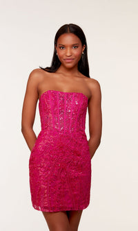 Strapless Short Beaded Corset Homecoming Dress 4616