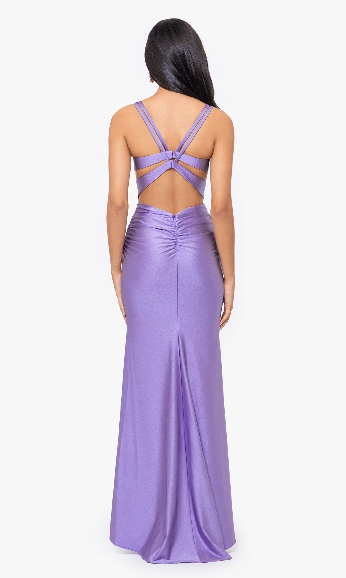 Long Lavender Purple Prom Dress with Lace Up Back