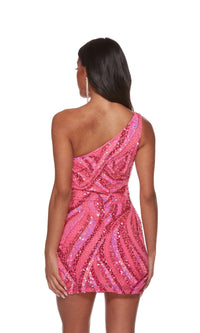 One-Shoulder Alyce Hand-Beaded Mini Dress 4641