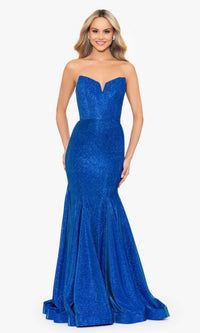 Strapless Long Blue Mermaid Prom Dress 4720BN