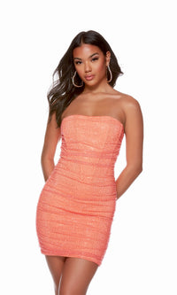 Strapless Stretch-Mesh Short Homecoming Dress 4738